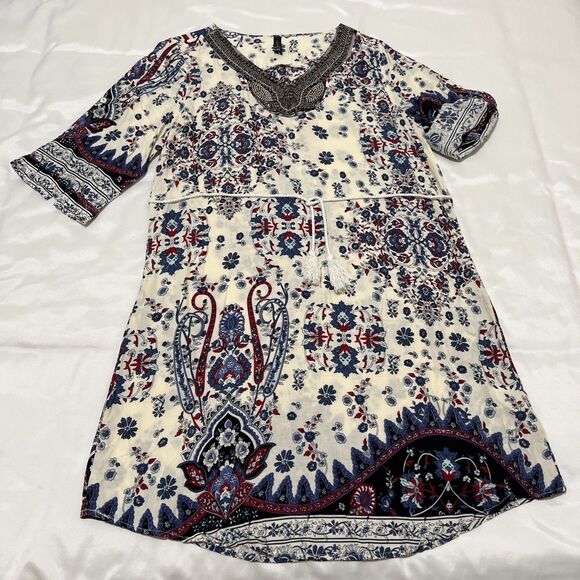 La Moda Tropical Cover Up Caftan Garden Midi Dress Embellishments L / XL - Picture 9 of 16